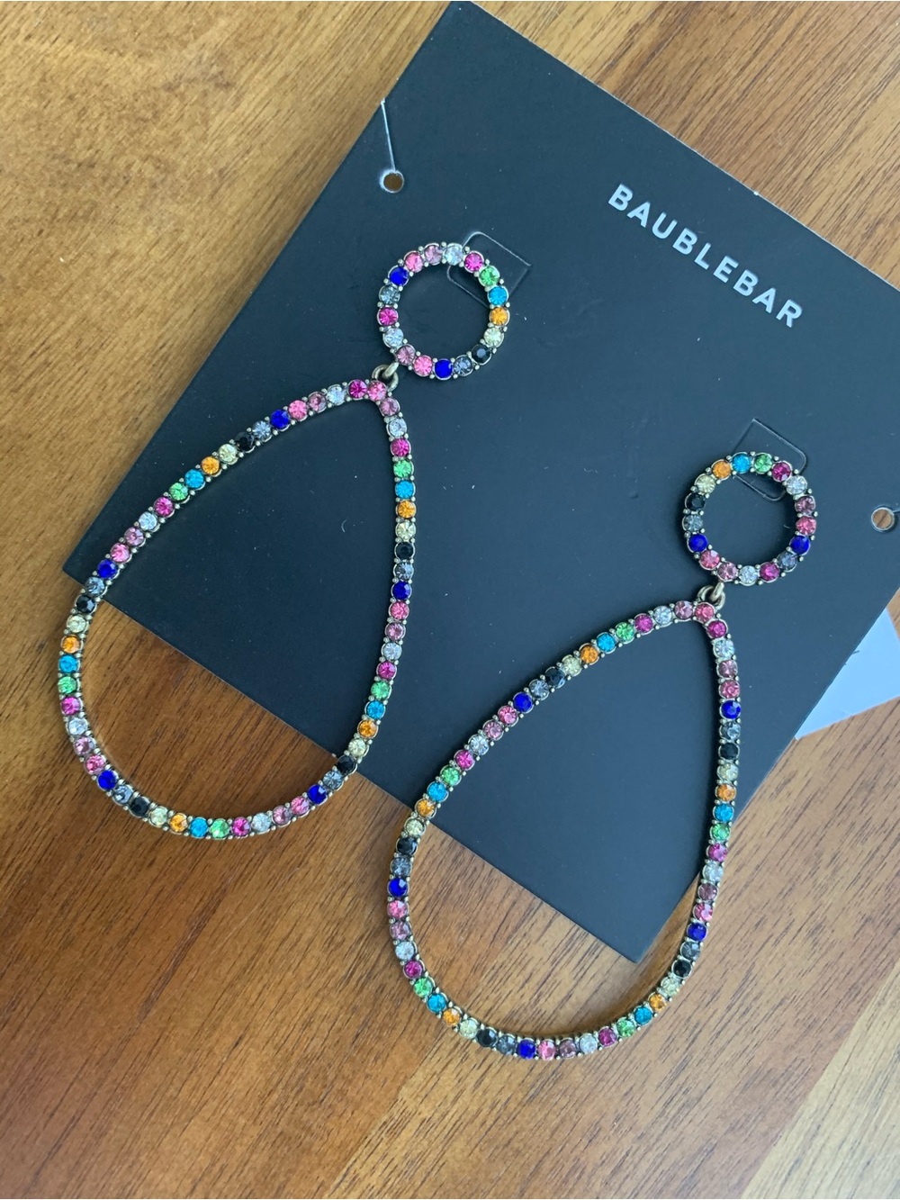 BaubleBar Multicolor Crystal Teardrop Hoop Earrings